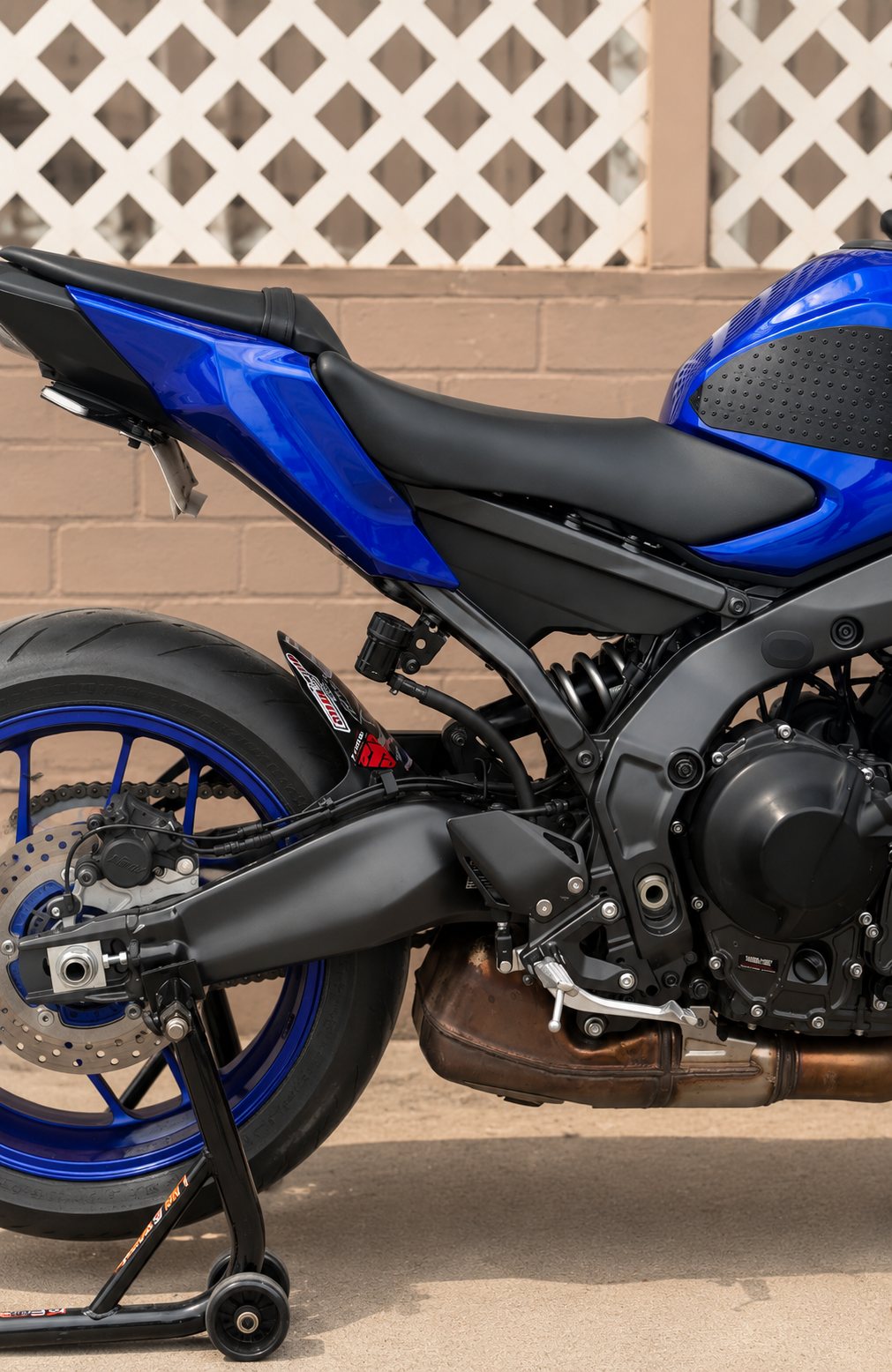 2024 Yamaha MT-09 with passenger pegs removed and the Bracket Tree installed